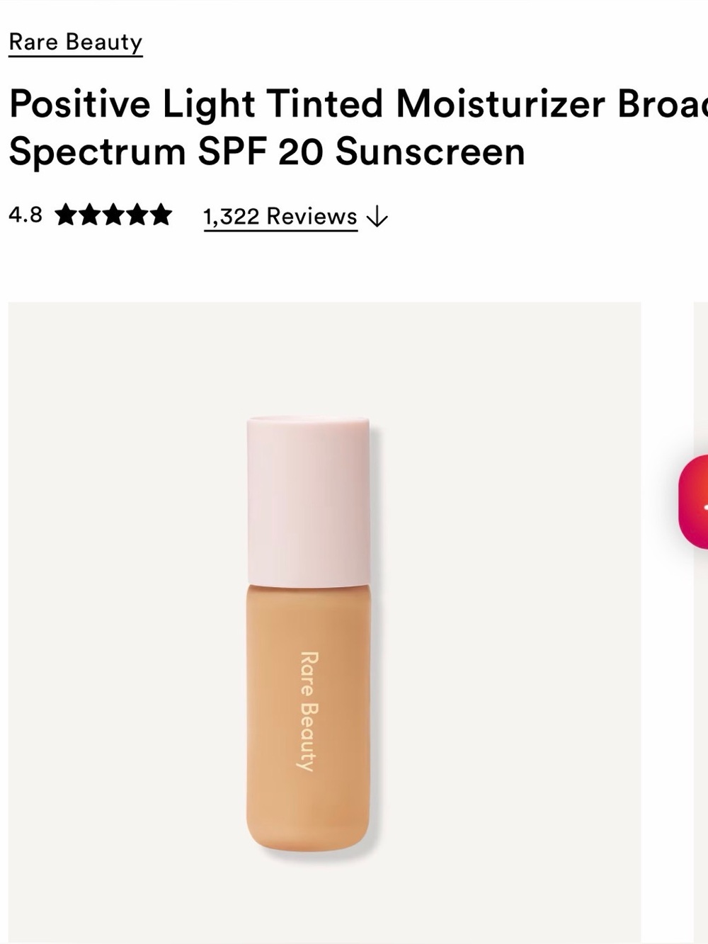 Rare Beauty Positive Light Tinted Moisturizer - SPF 20 (Color 26W)